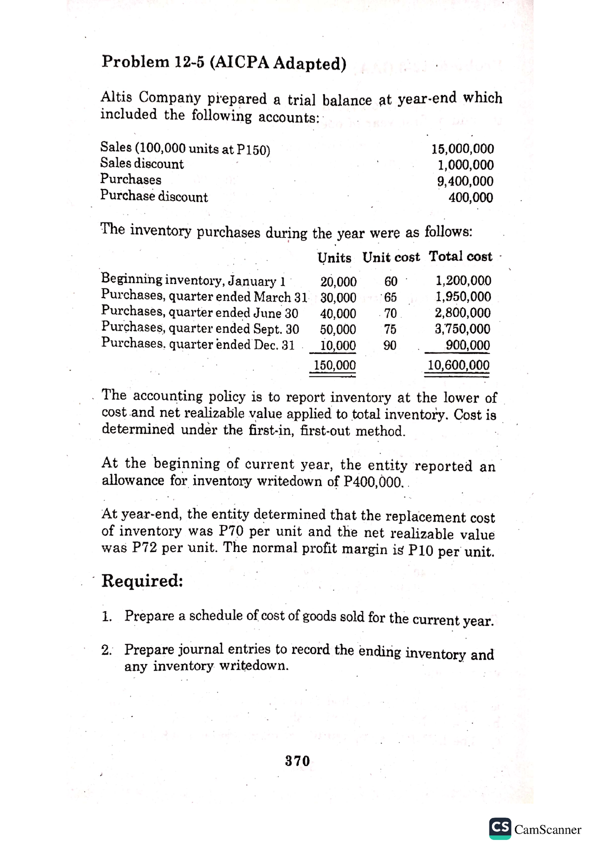 Problem 12 - Intermediate Accounting (Volume One) 2021 Edition By ...