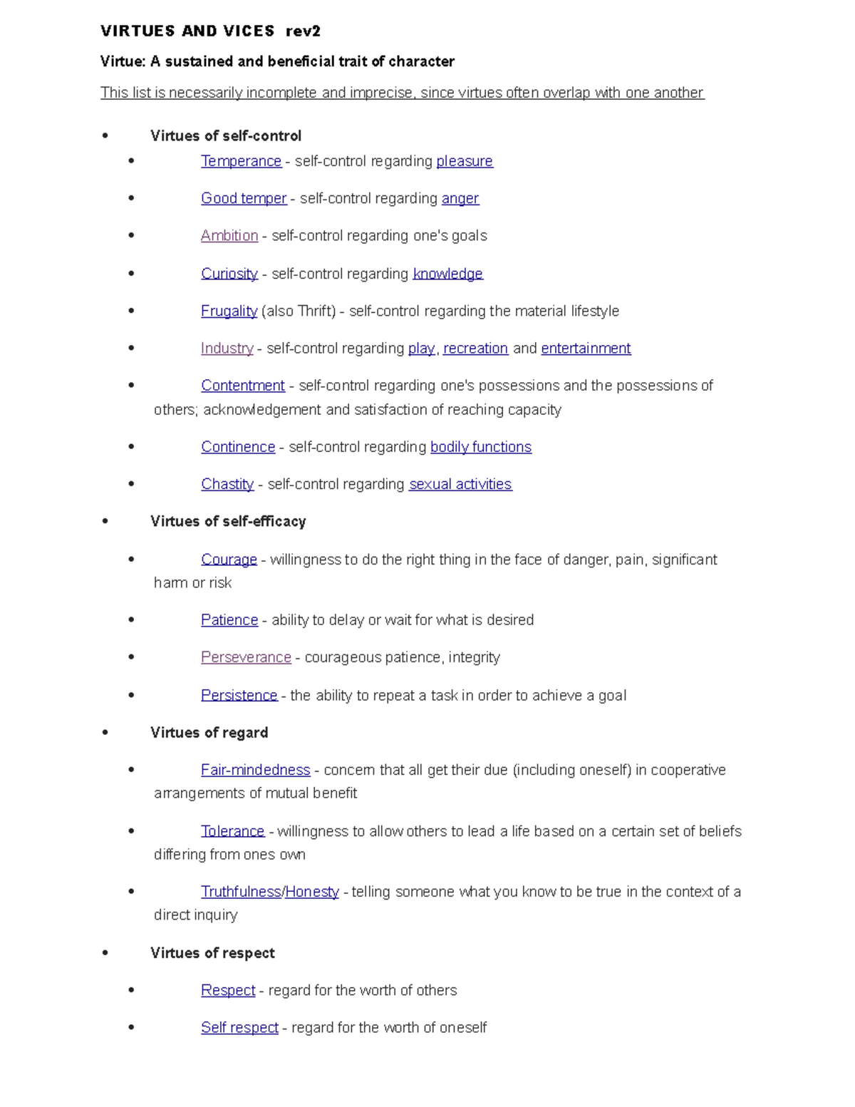 2- Virtues AND Vices rev2 - Virtue: A sustained and beneficial trait of ...