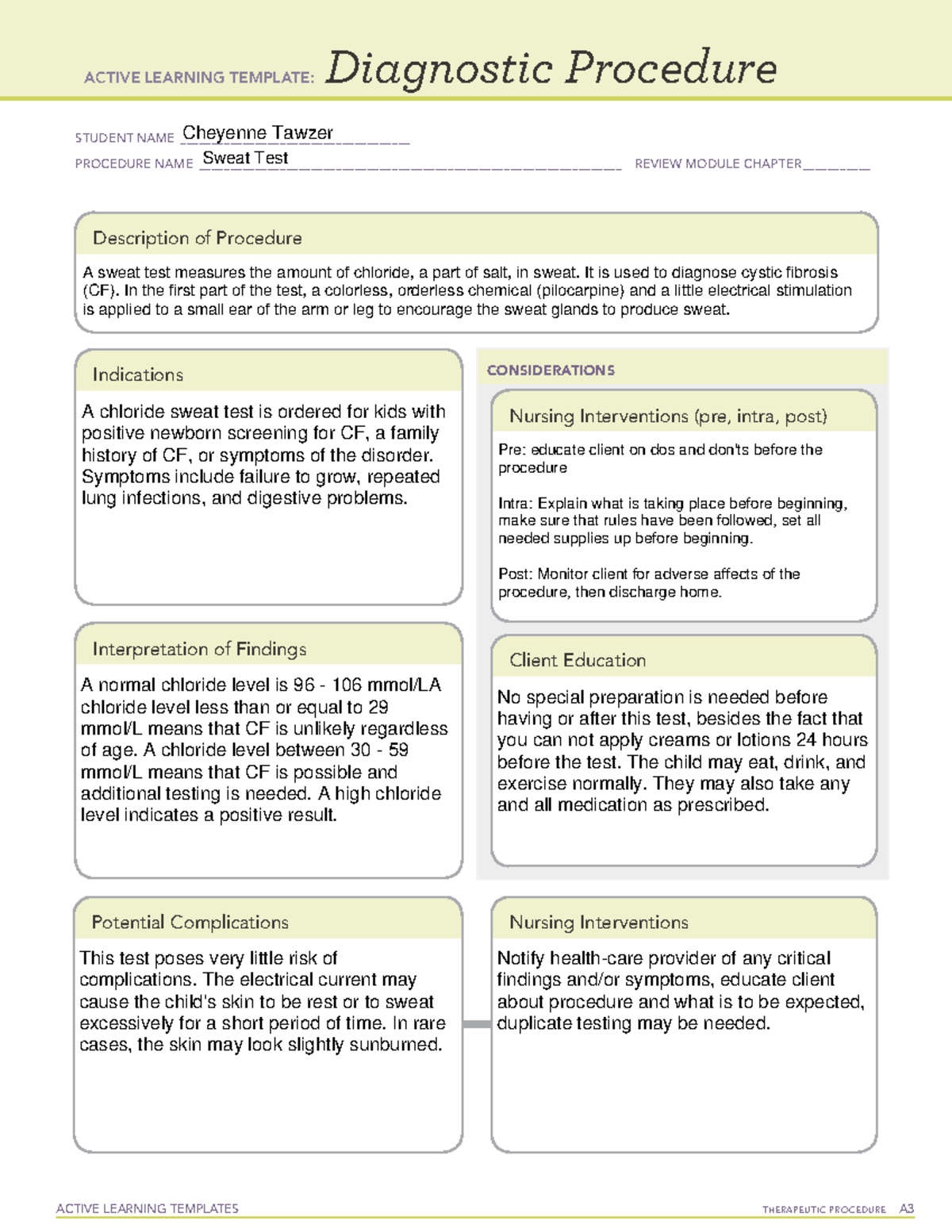 Sweat Test - ACTIVE LEARNING TEMPLATES THERAPEUTIC PROCEDURE A ...