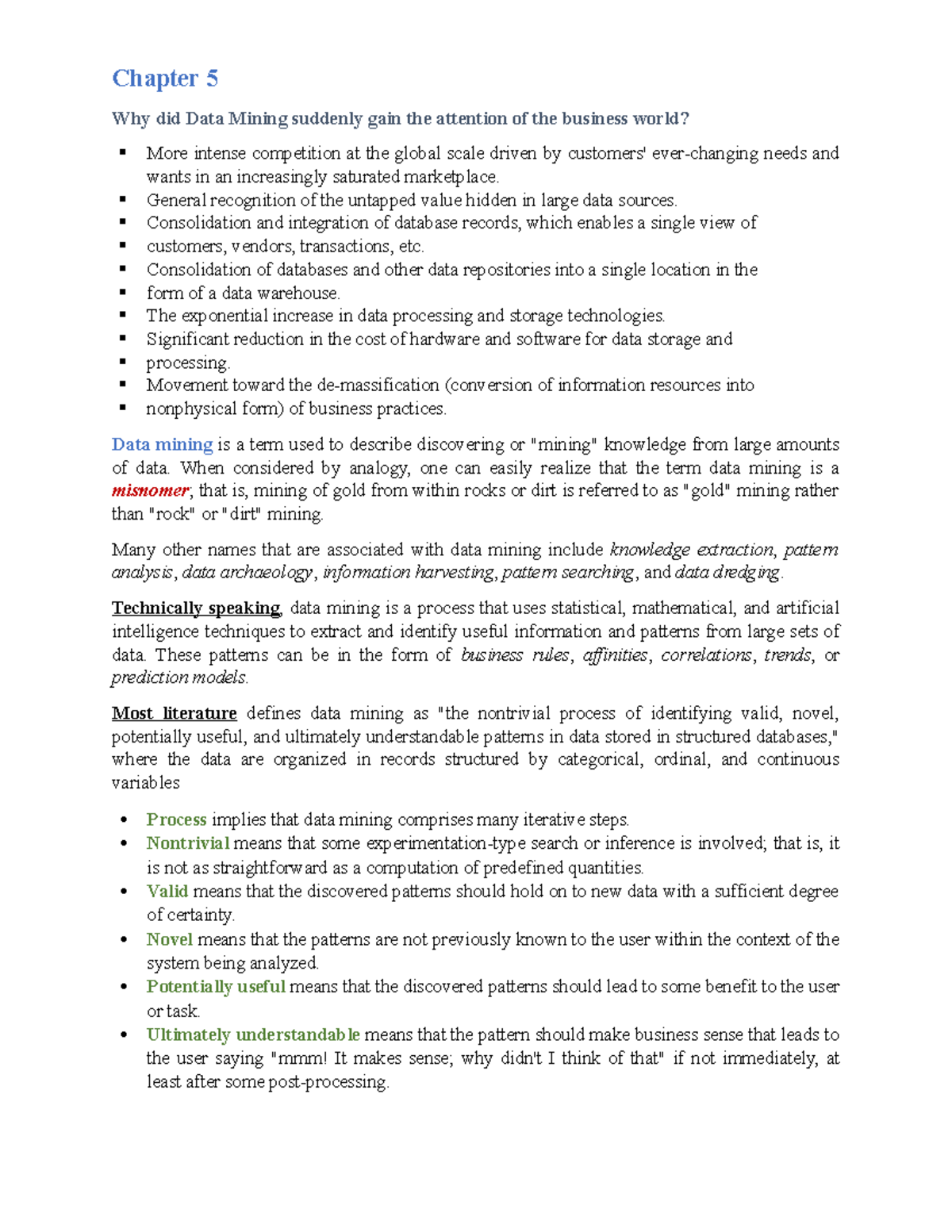 Chapter 5- Data Mining - Chapter 5 Why did Data Mining suddenly gain ...