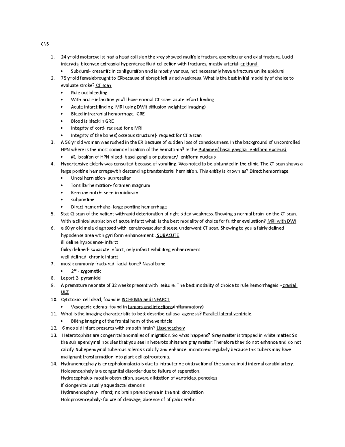 radiology Final exam CNS 1. 2. 3. 4. 5. 6. 7. 8. 9. 10. 11. 12. 13