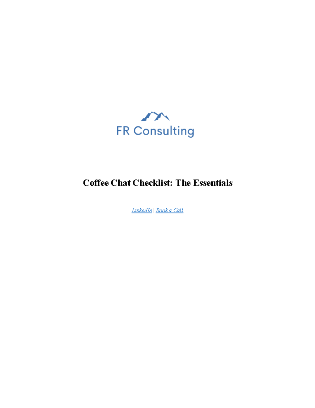 Coffee Chat Checklist dsds Coffee Chat Checklist The Essentials