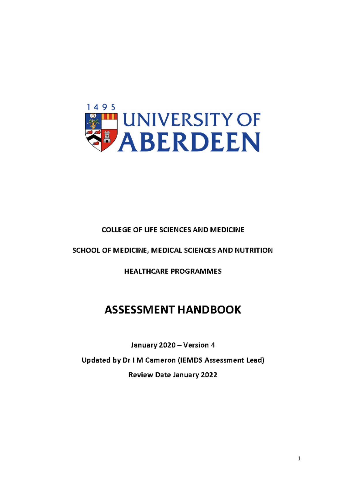 Handbook iemds healthcare programmes assessment ME2512 Abdn Studocu