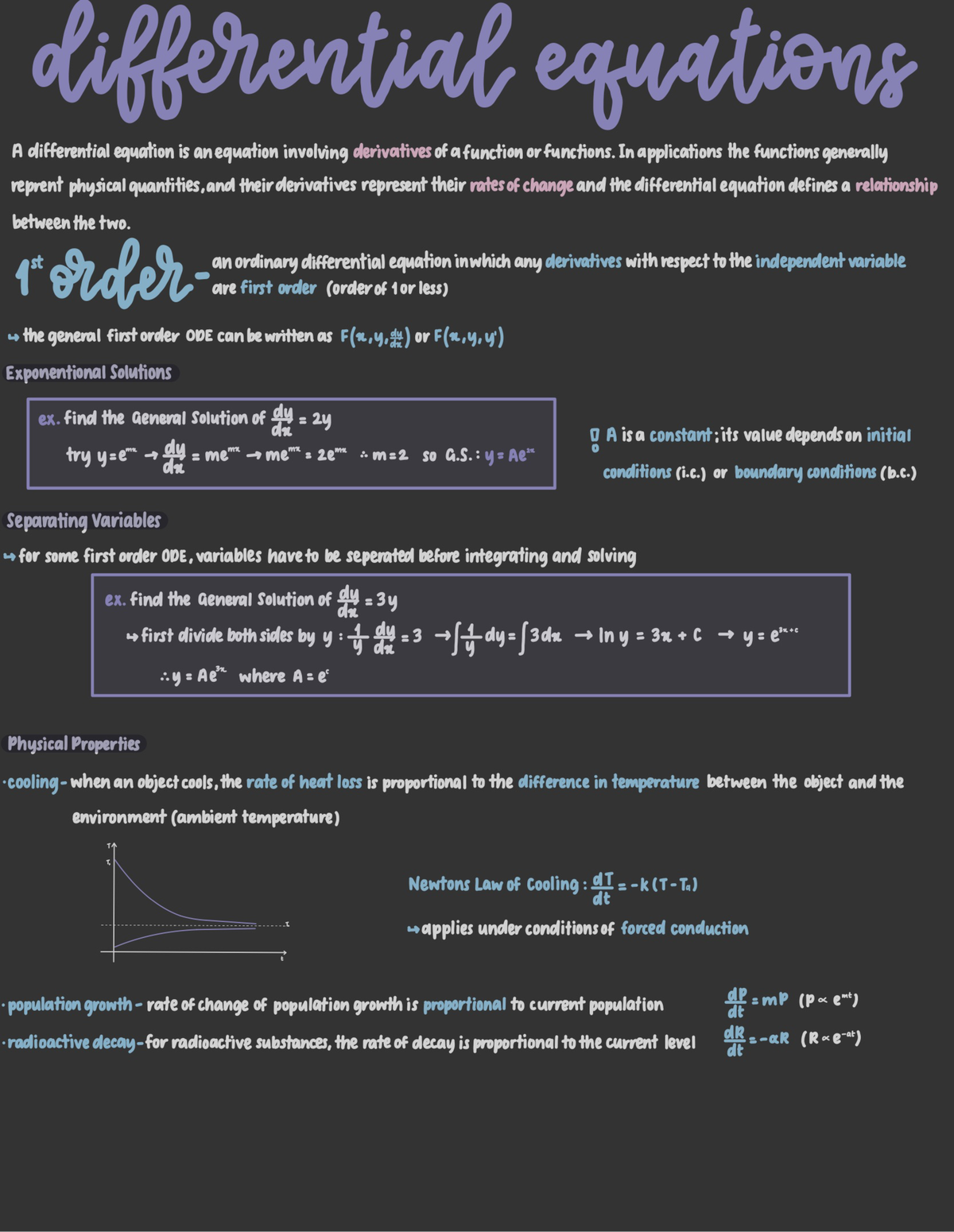 Differential Equations Notes - ENG1001 - Studocu