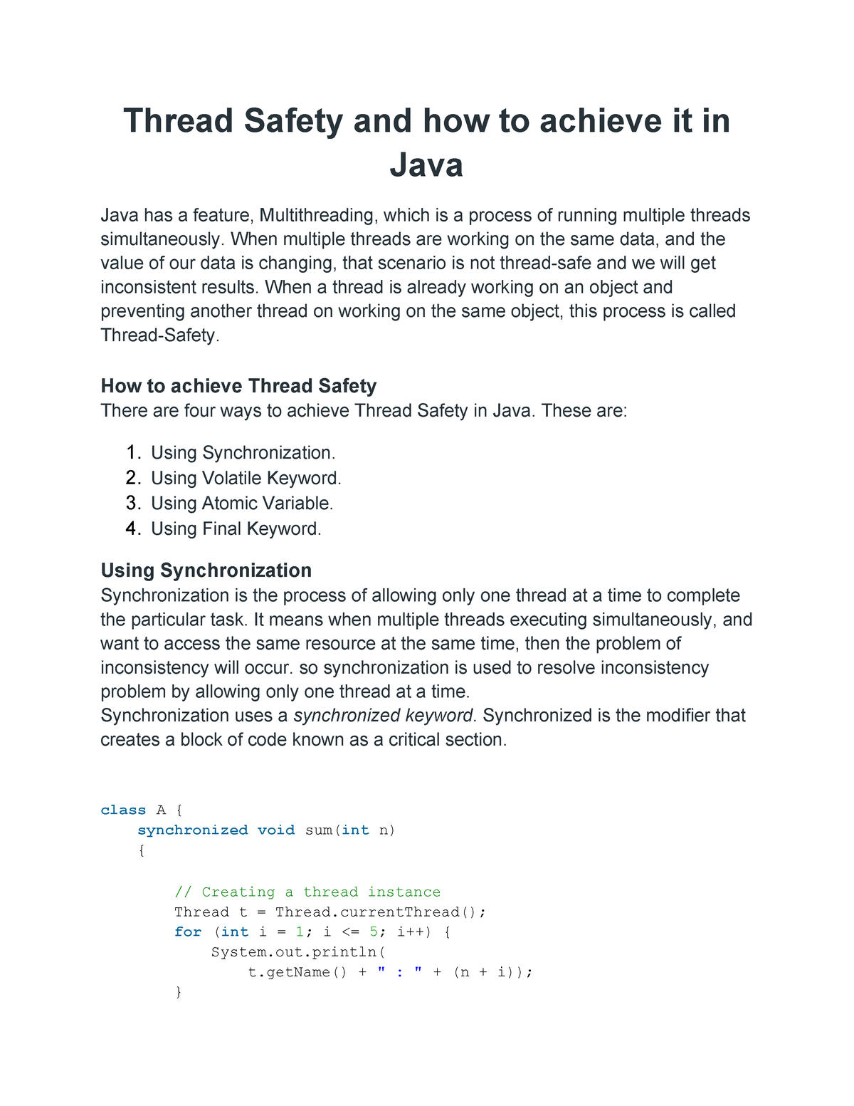 java reference assignment thread safety