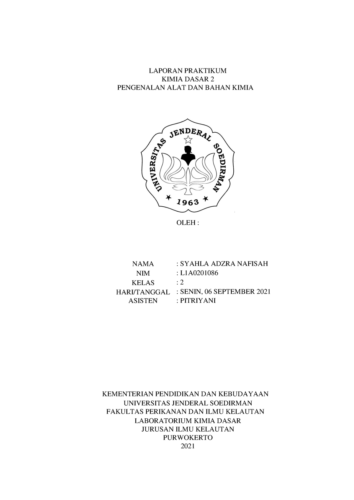 Laporan Praktikum Acara 2 - LAPORAN PRAKTIKUM KIMIA DASAR 2 PENGENALAN ...