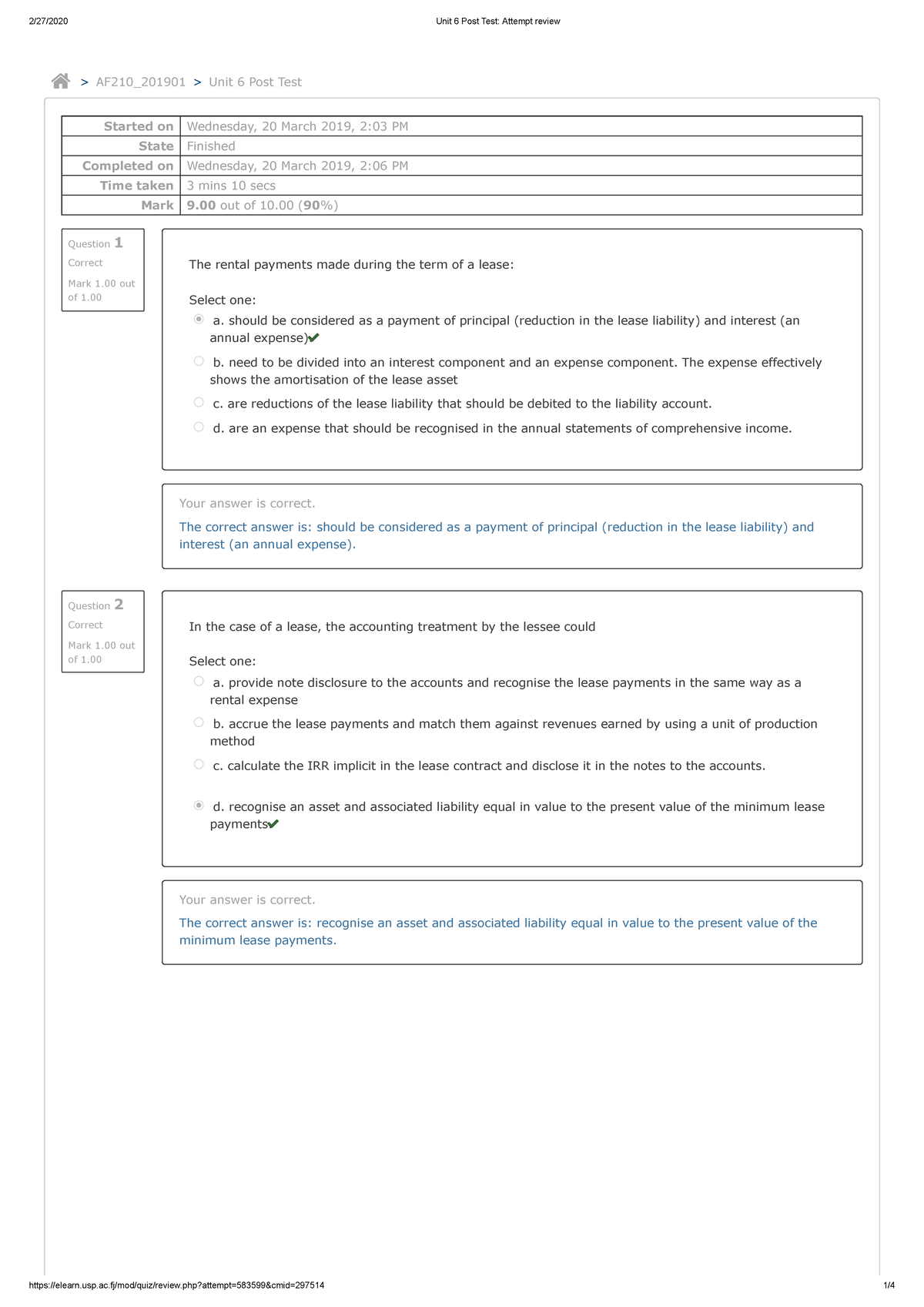 Unit 6 Post Test Attempt review - Question 1 Correct Mark 1 out of 1 ...