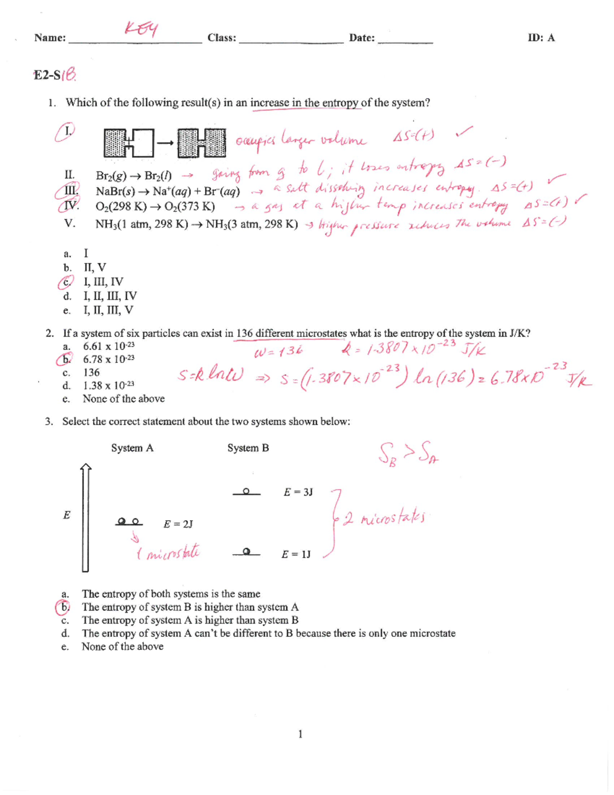 E2-S18-Key - exam 2 answer key - CHEM 104 - Studocu