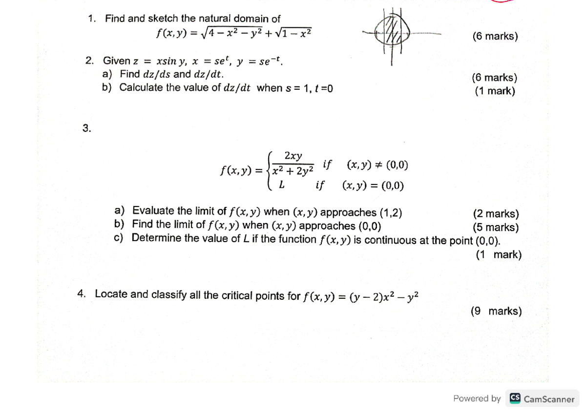 Question calculus 3 quiz jan 2023 - calculus III - Studocu