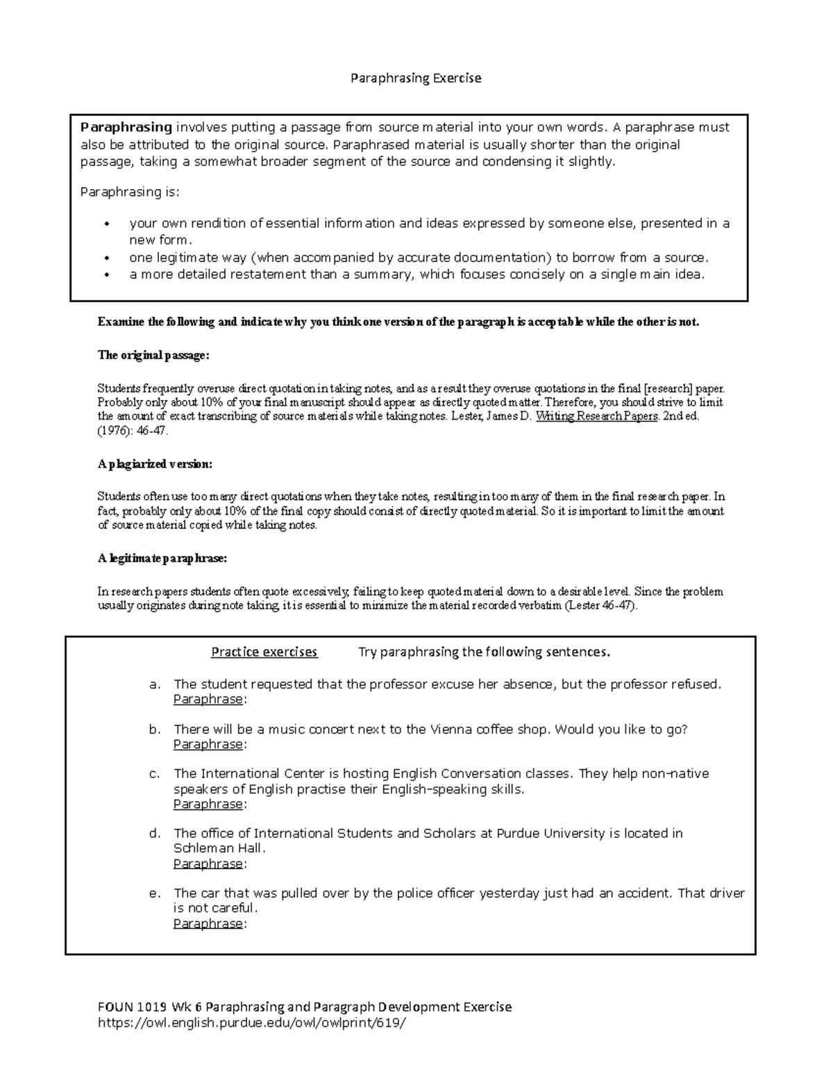 activity 1 paraphrasing one sentence