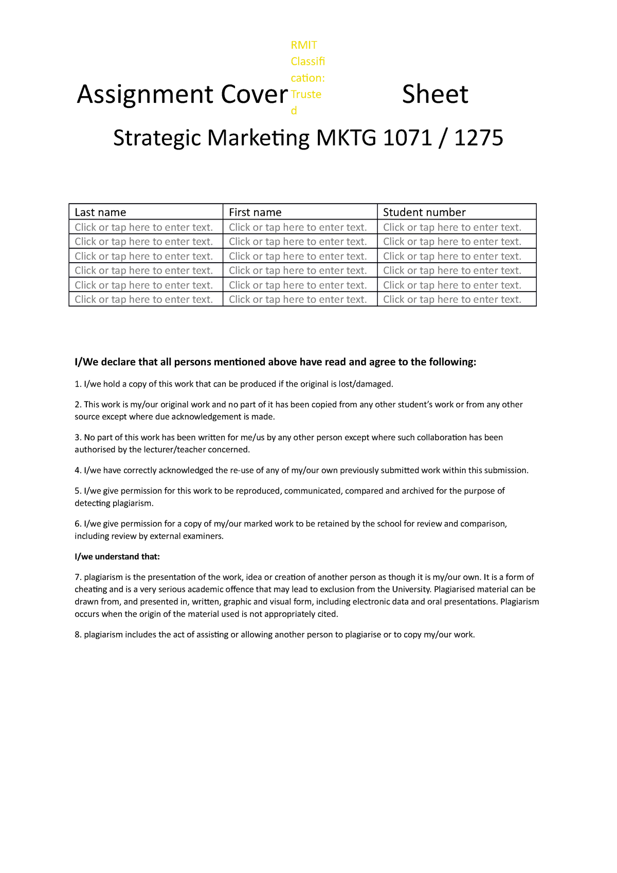 strategic marketing assignment 3