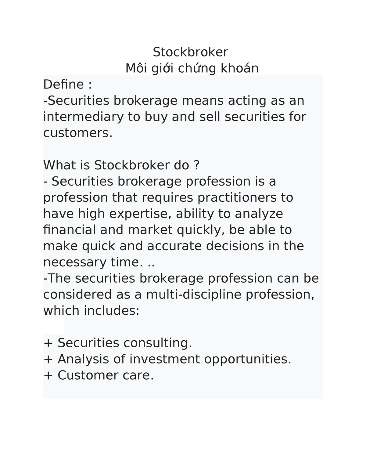 Stockbroker - share - Stockbroker Môi giới chứng khoán Define ...