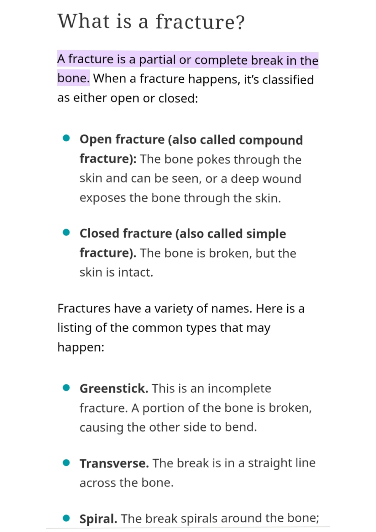 Definition Of Fracture First Aid And Nursing Studocu