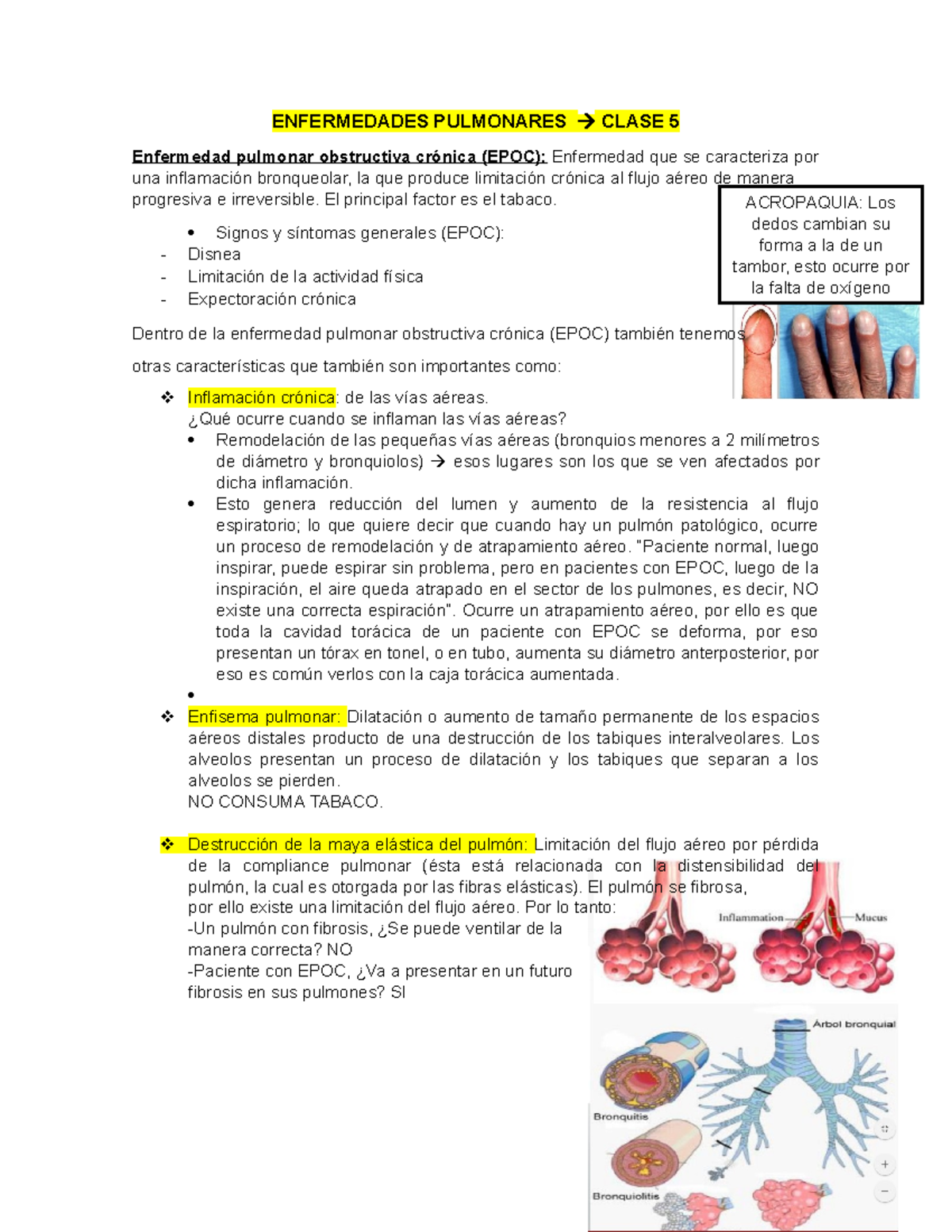 Enfermedades Pulmonares - ENFERMEDADES PULMONARES CLASE 5 Enfermedad ...