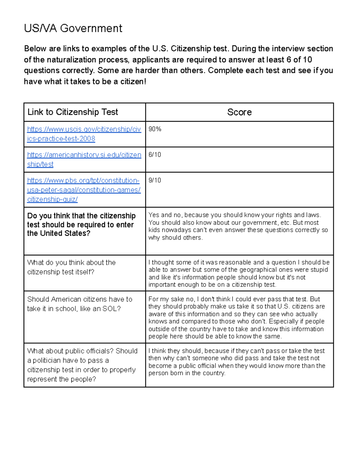 Copy of Citizenship Tests US/VA Government Below are links to examples of the U. Citizenship
