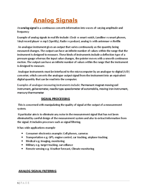 Analogue instruments (Autosaved) - Analog Signals An analog signal is a ...