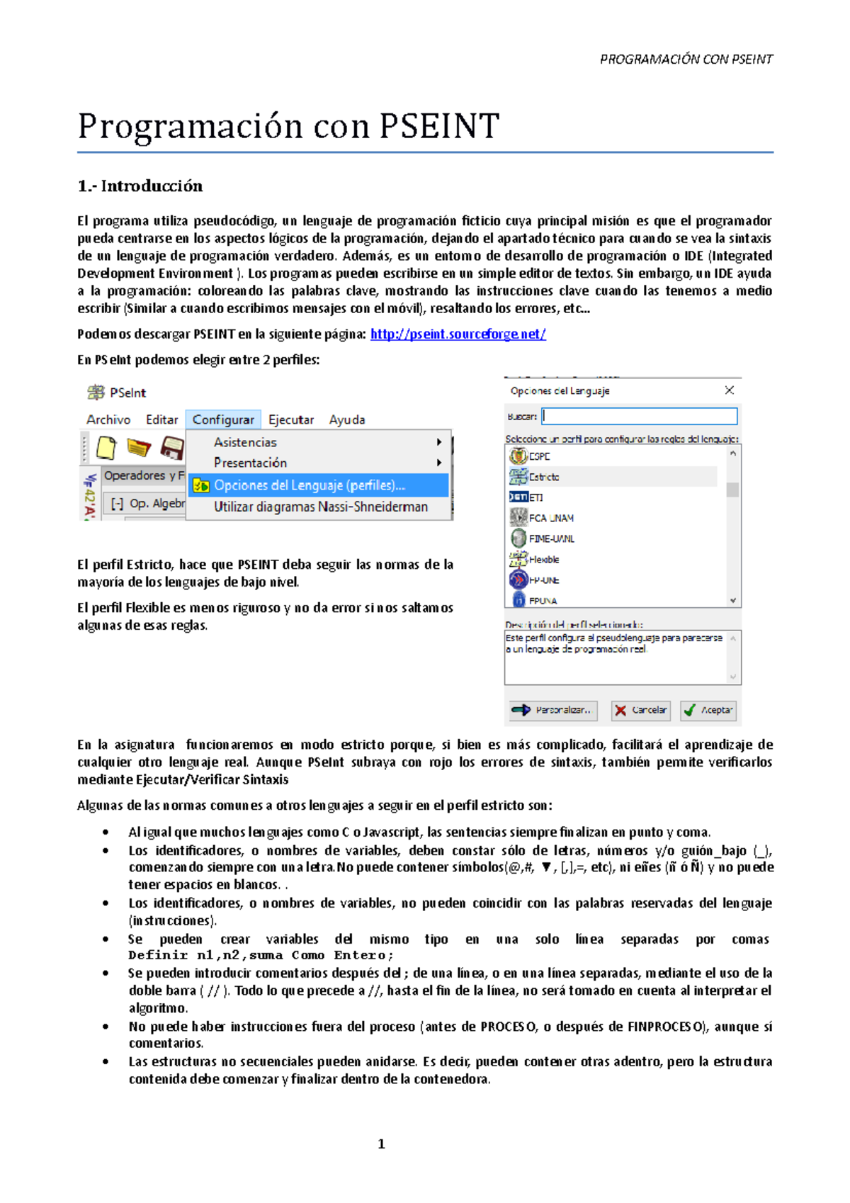 Apuntes java - Uso del PSEINT para crear algoritmos - Programación con ...