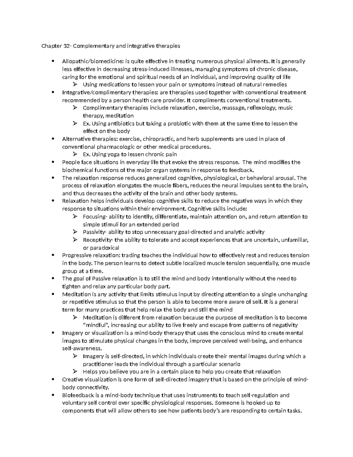 Document - notes - Chapter 32- Complementary and integrative therapies ...