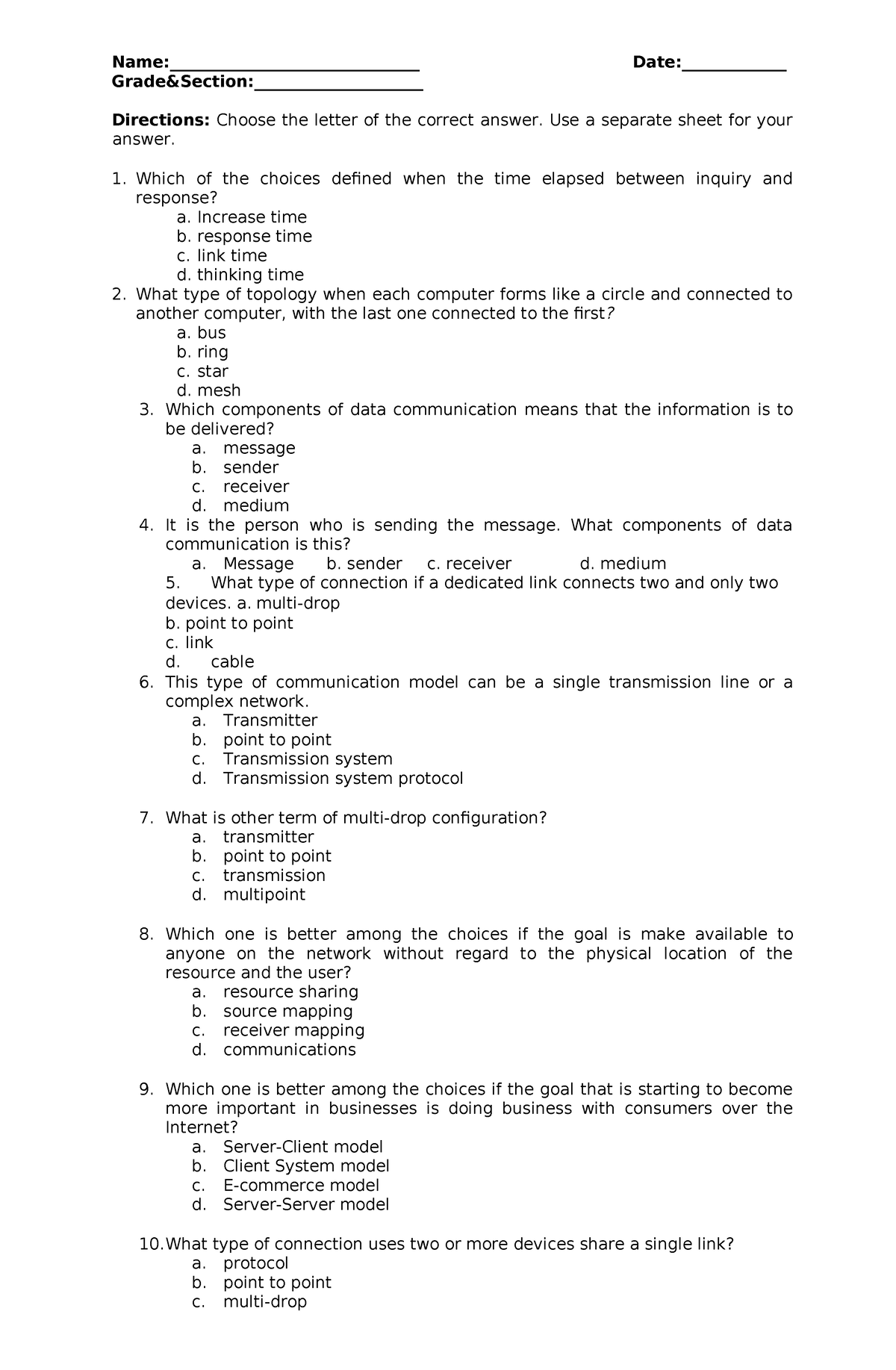 QUIZ 1 - activity for Computer - Name ...