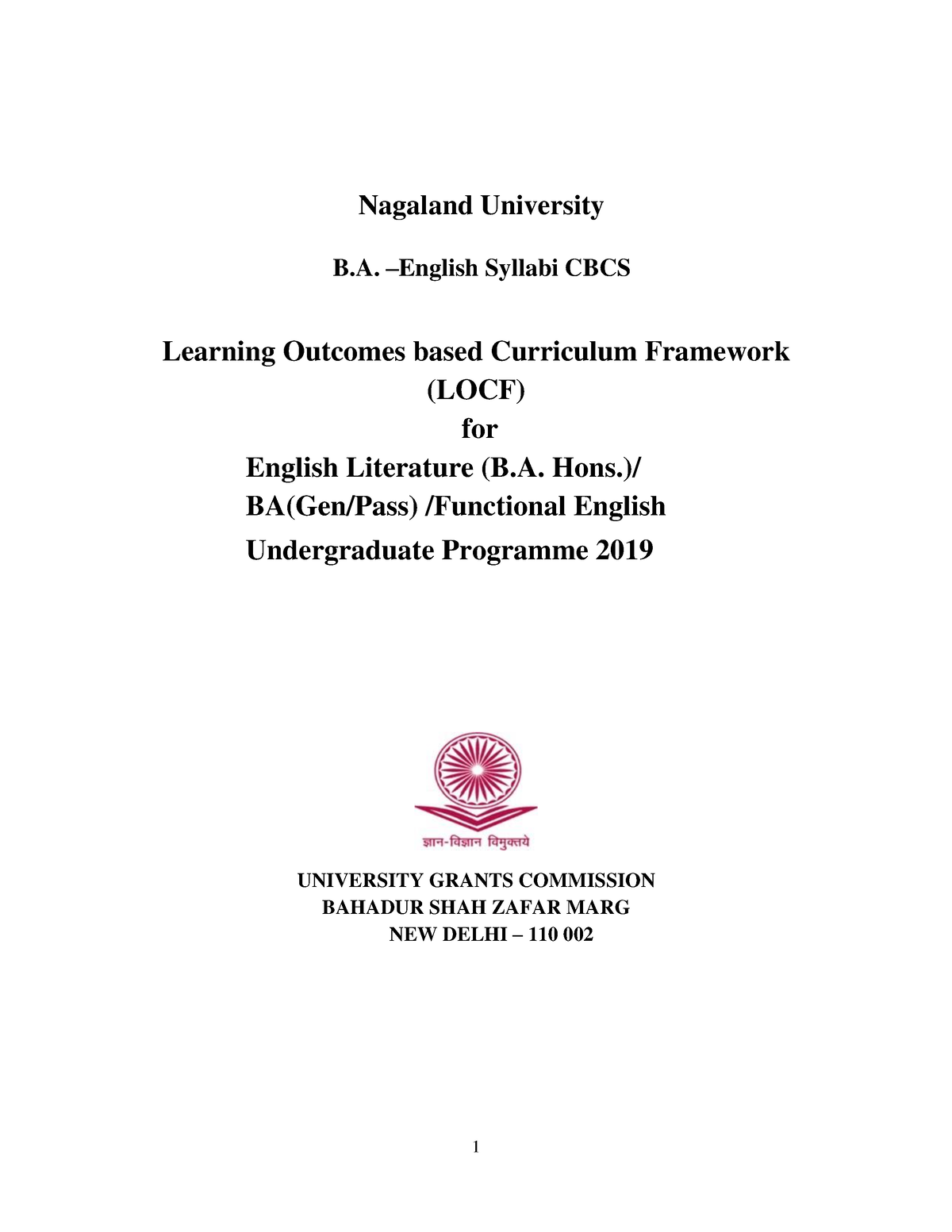 BA English - Notes - Nagaland University B. – English Syllabi CBCS ...