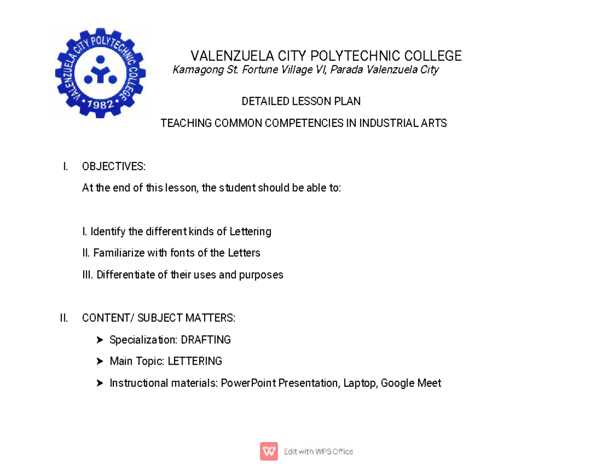 Detailed Lesson PLAN Tandingan Arlyn FSM IVD Kamagong St. Fortune