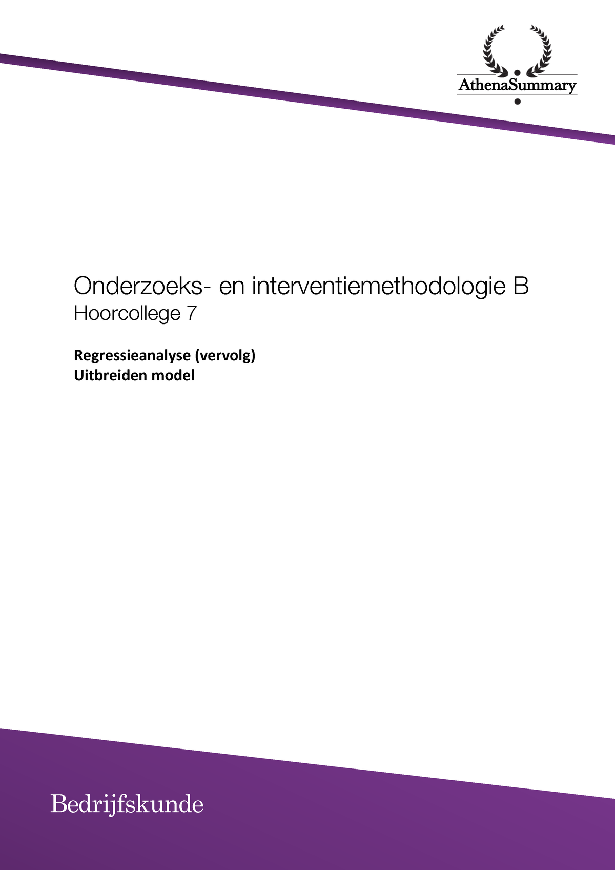 OIMB HC7 Bedrijfskunde - Onderzoeks- En Interventiemethodologie B ...