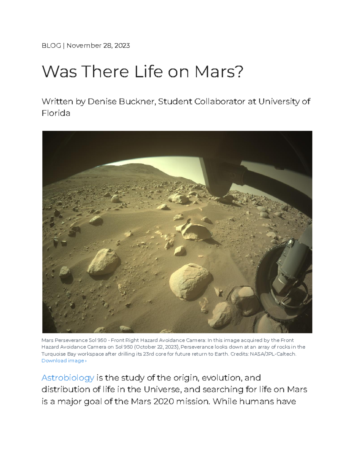 Was There Life on Mars? - BLOG | November 28, 2023 Was There Life on ...