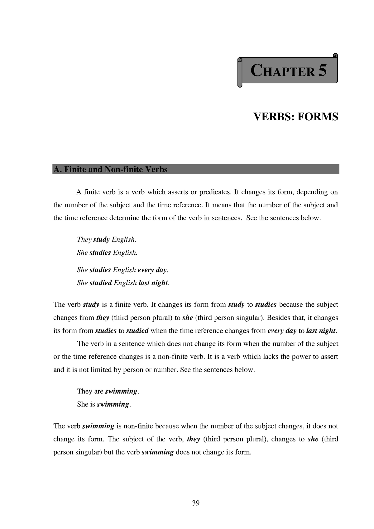 Intermediate Grammar 39 39 VERBS FORMS A Finite And Non finite 