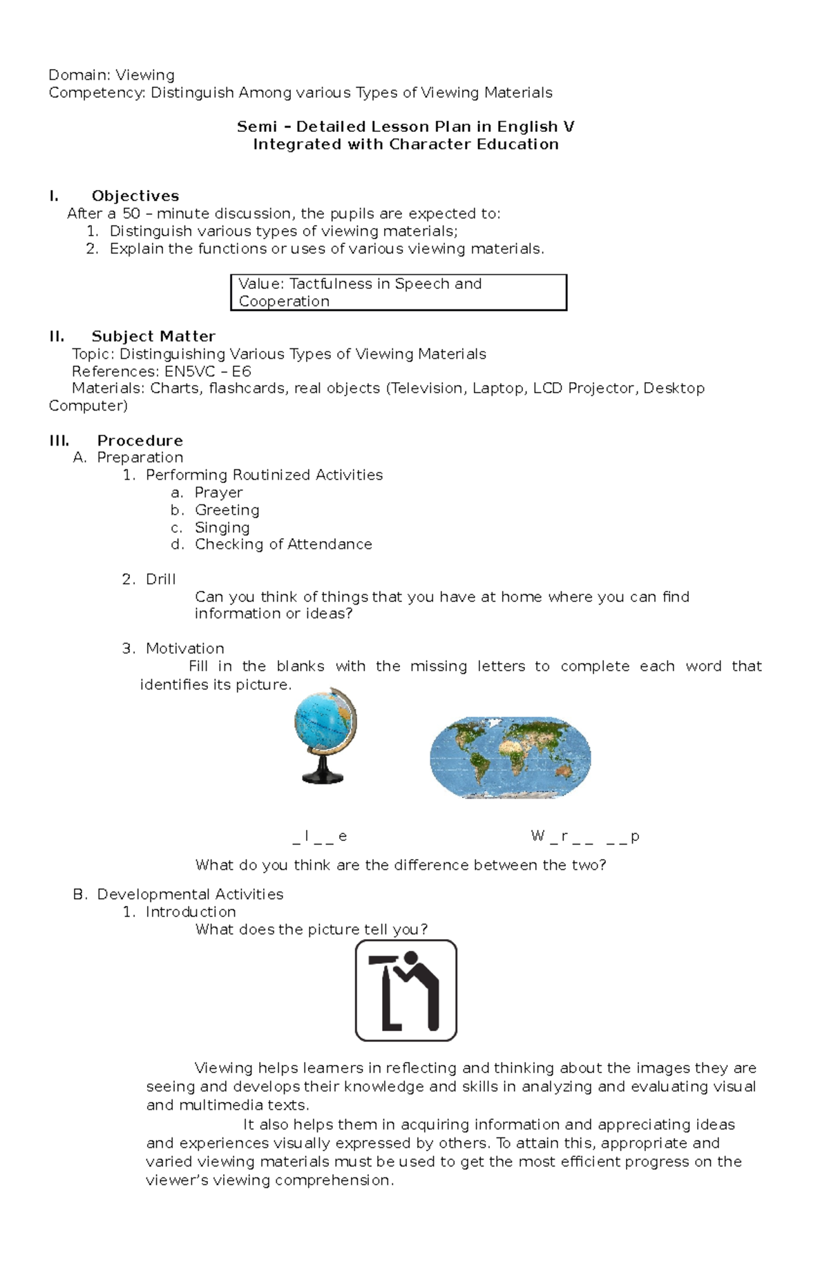2Q LP sds Domain Viewing Competency Distinguish Among various Types of Viewing Materials