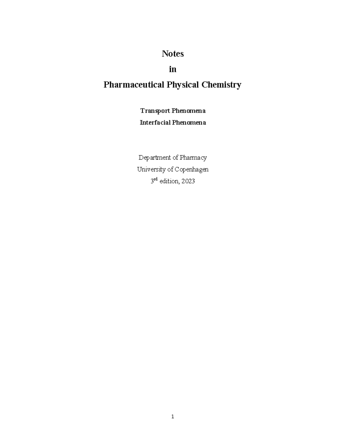 Notes for PPC II 2023 - Notes in Pharmaceutical Physical Chemistry ...