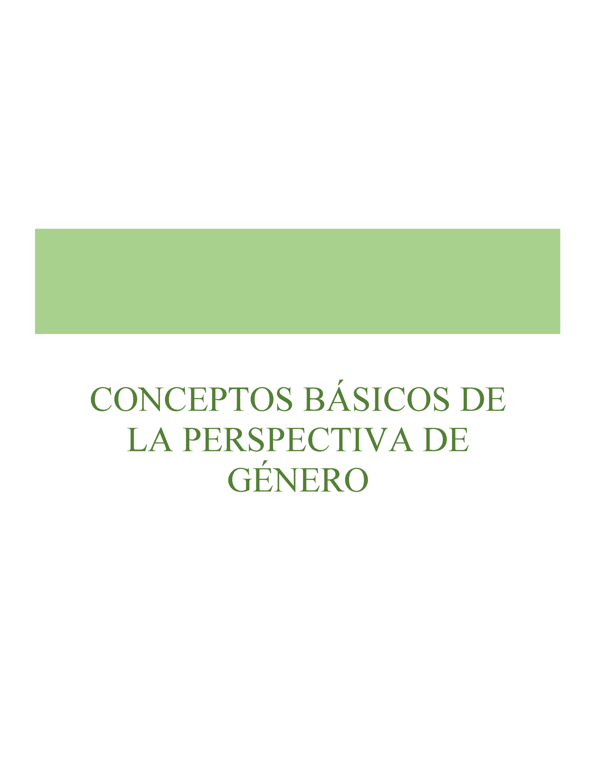 Conceptos B Sicos De La Perspectiva De G Nero Conceptos Bsicos De La