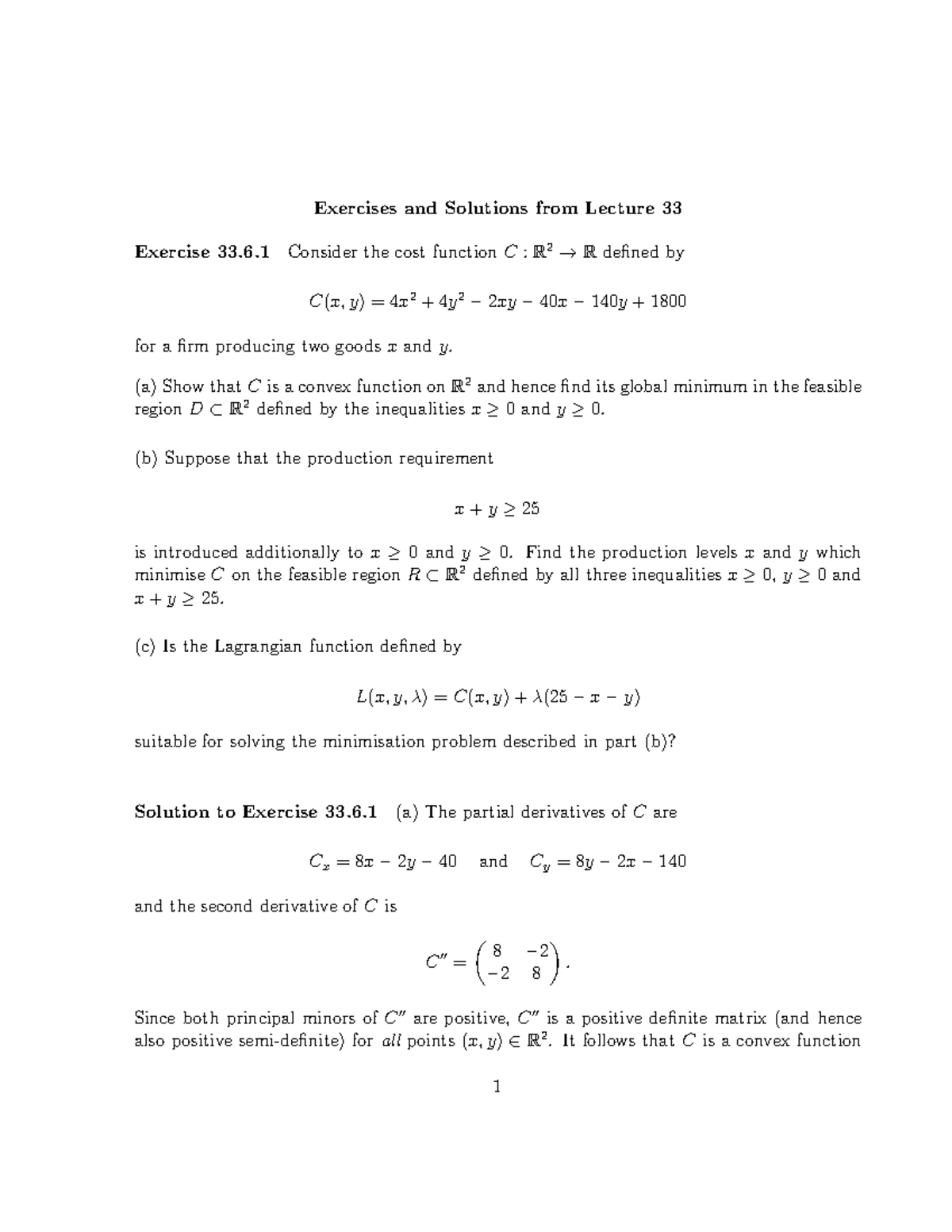 Exercise 33 - Exercises and Solutions from Lecture 33 Exercise 33.6 ...