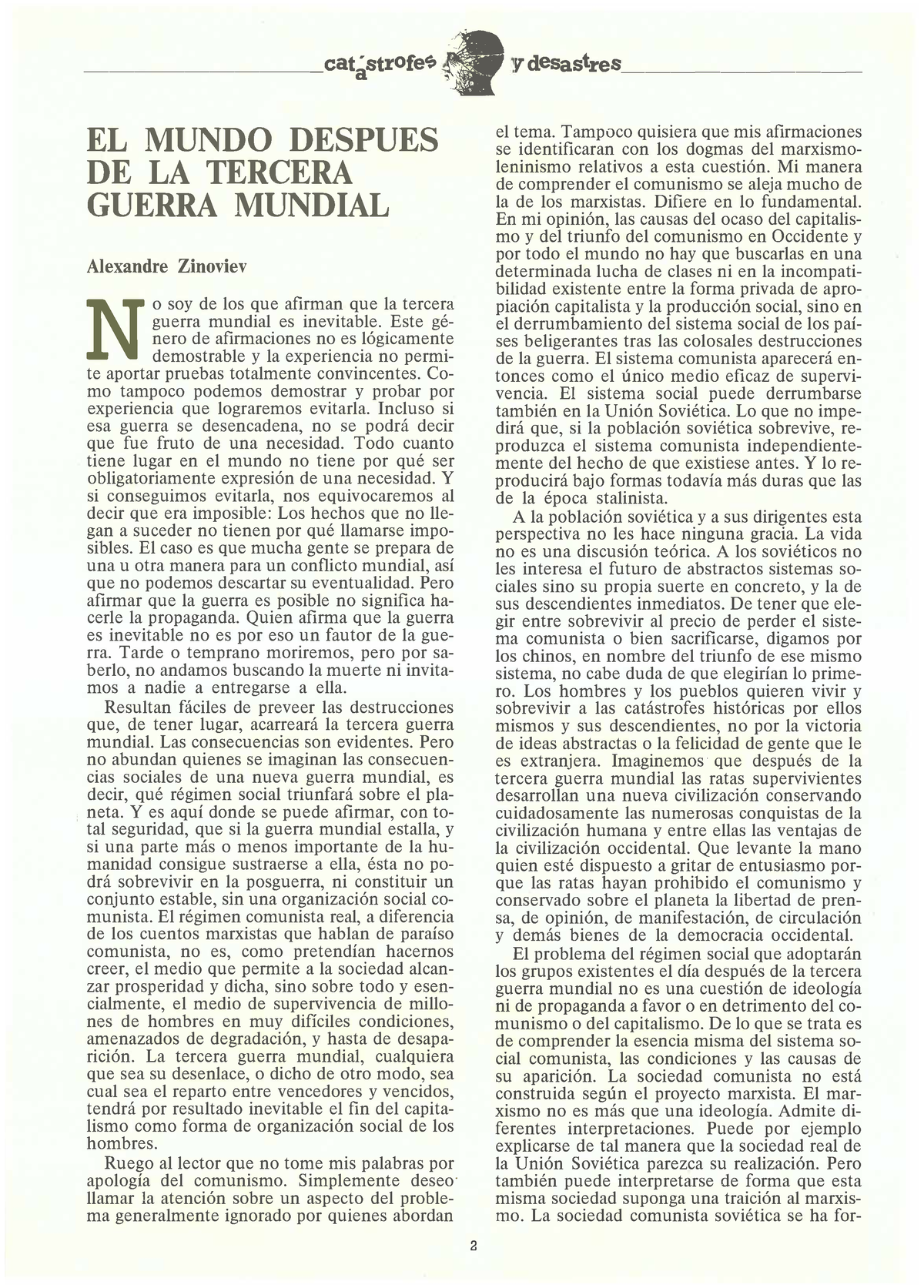 35 02 - CSCSC - Ca O .• Rdesastres. EL MUNDO DESPUES DE LA TERCERA ...