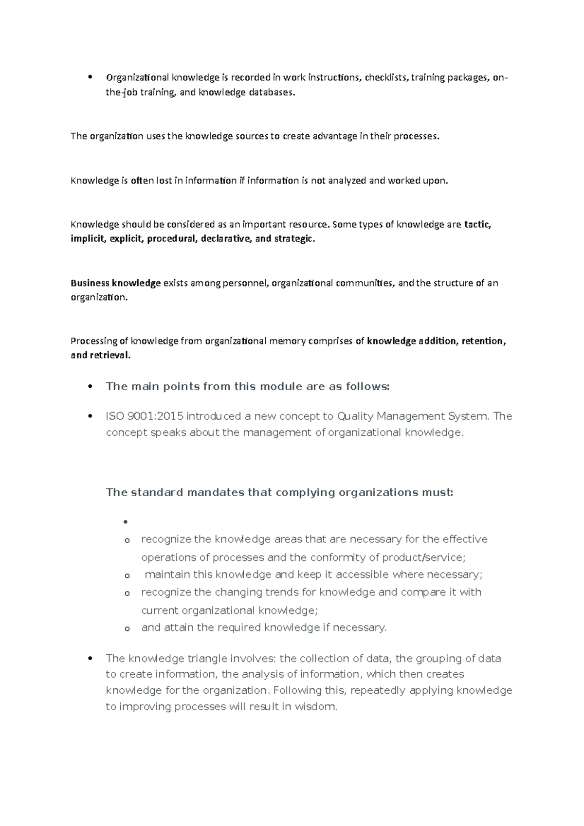 Organizational knowledge is recorded in work instructions - The ...