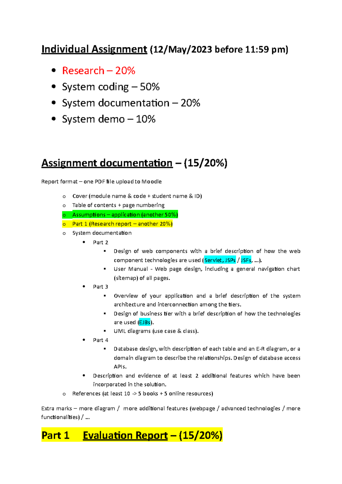 assumptions of assignment model