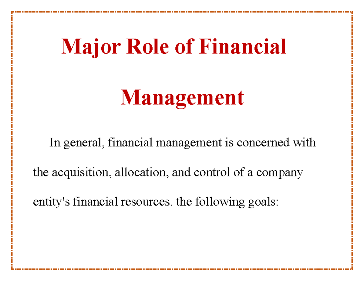 business research title about financial management