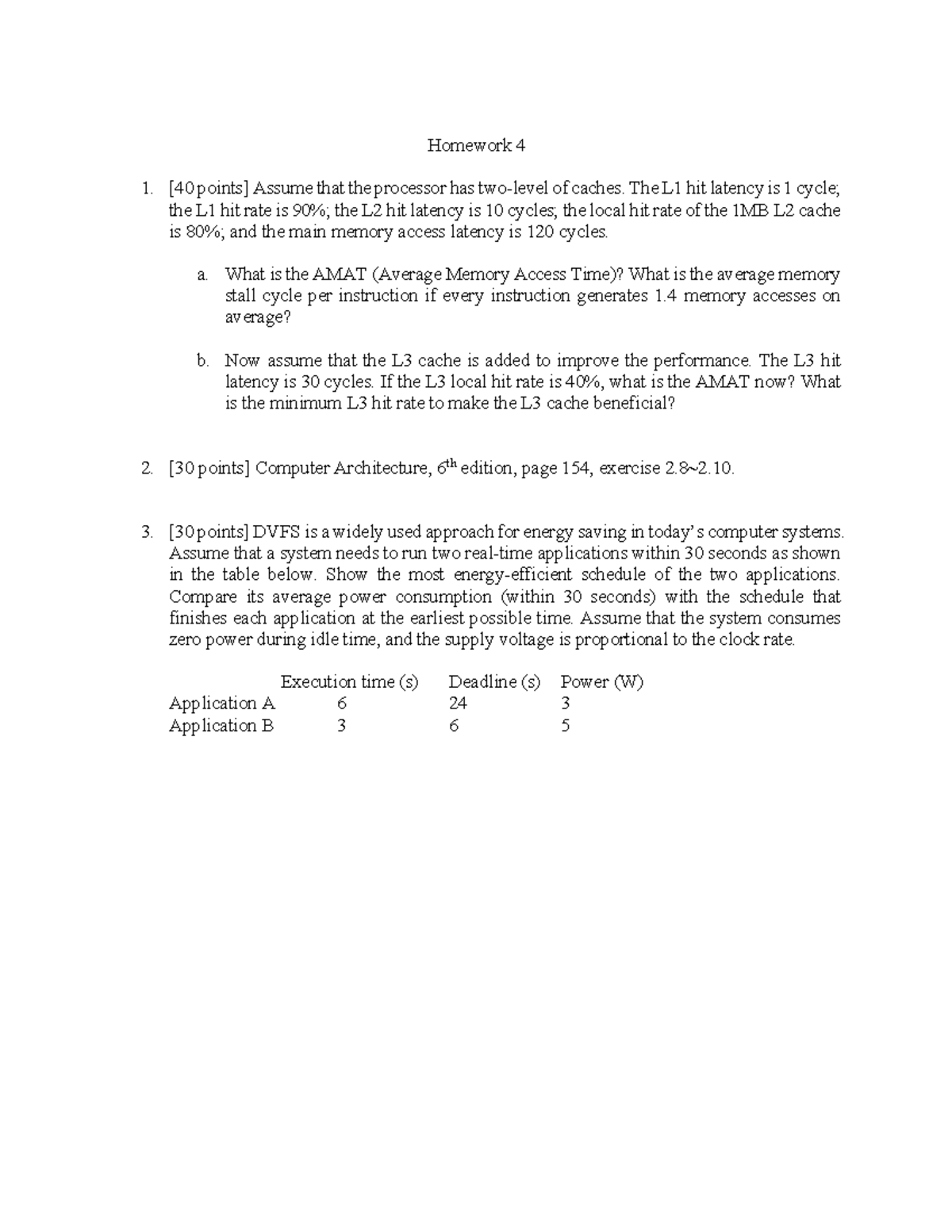 HW4 - Homework on caches of high performance processors - Homework 4 ...