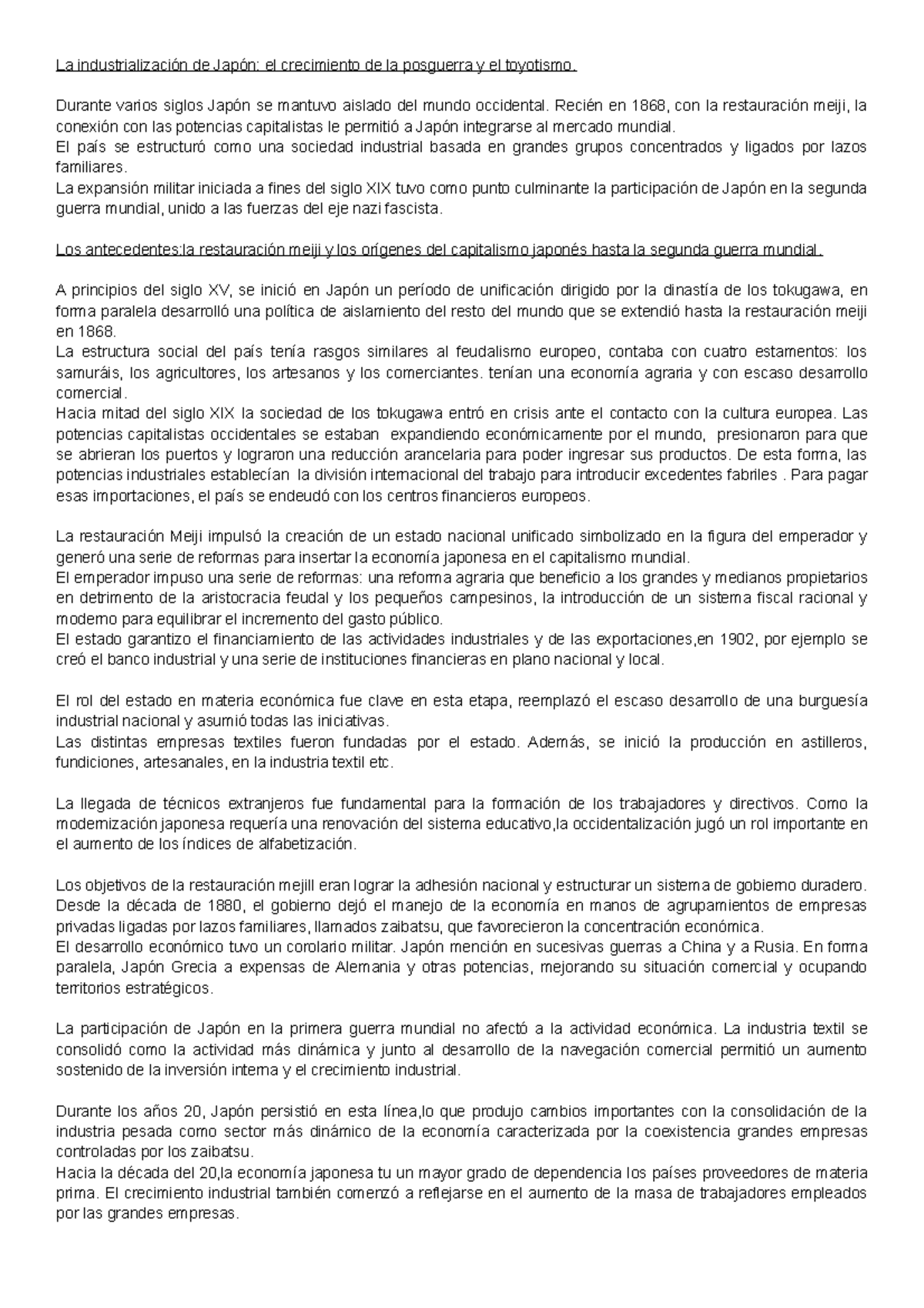 La industrialización de Japón el crecimiento de la posguerra y el