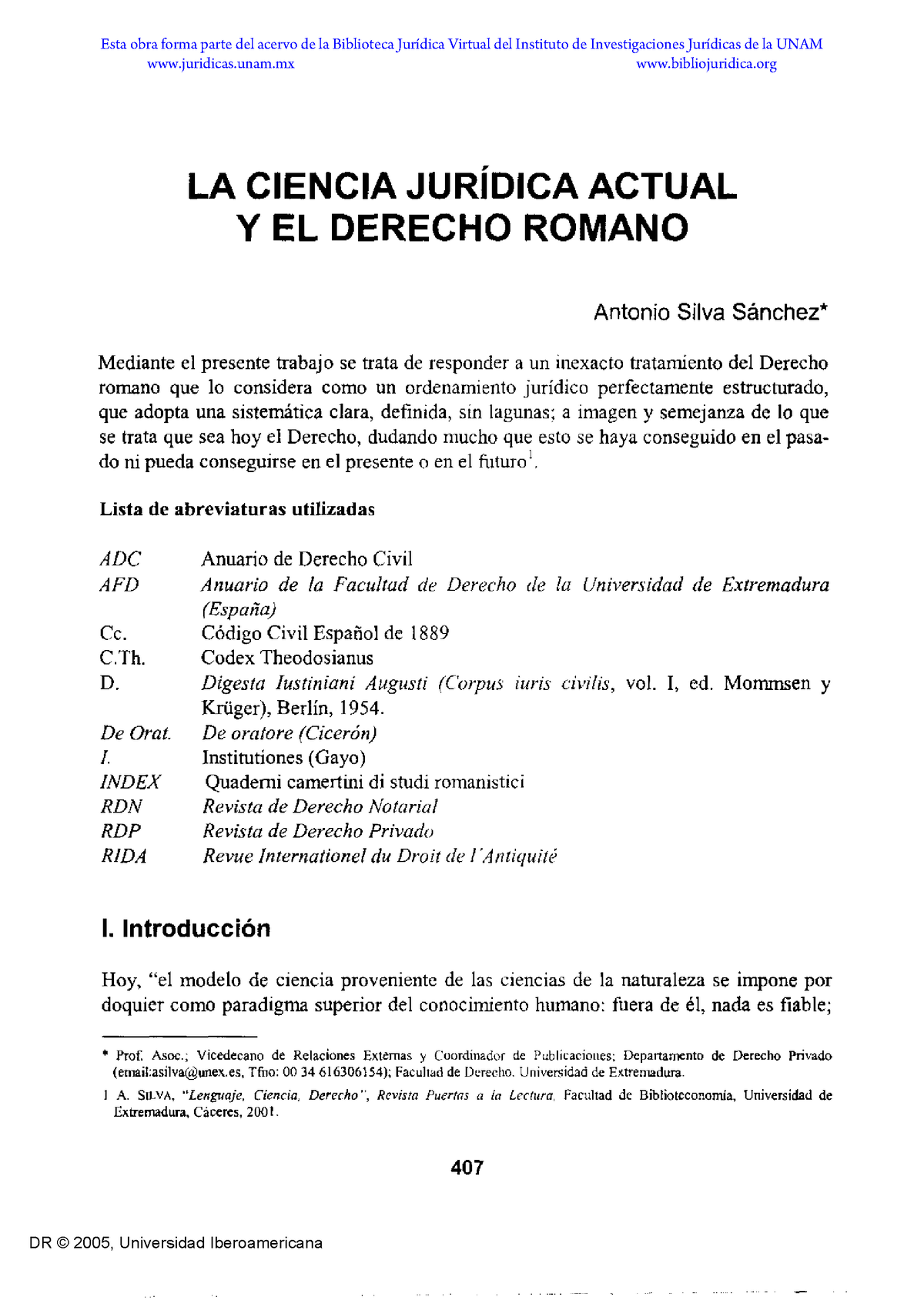 La Ciencia Juridica Actual Y El Derecho Romano La Ciencia Jurídica