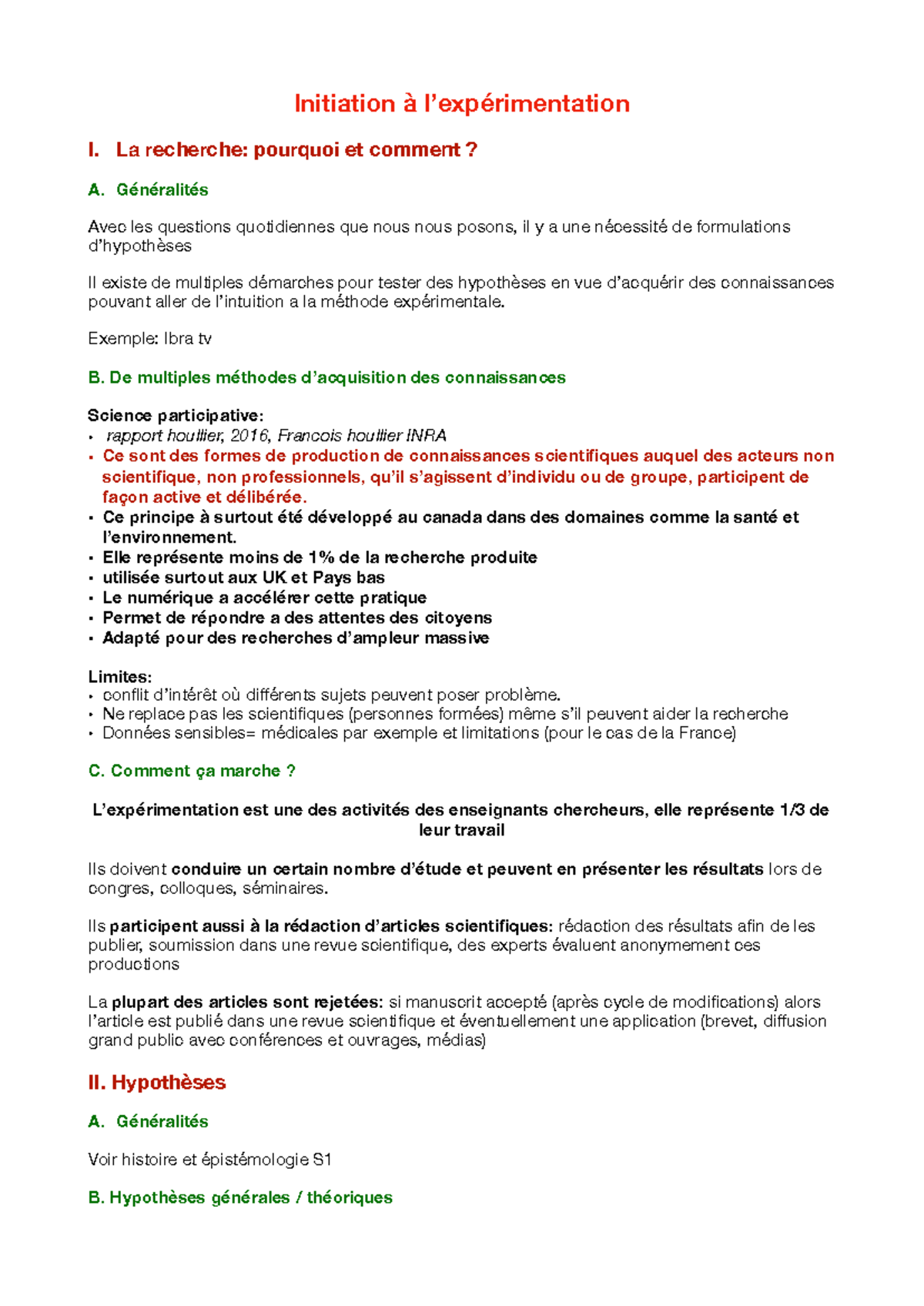 Initiation a l'experimentation pdf - Initiation à l’expérimentation I ...