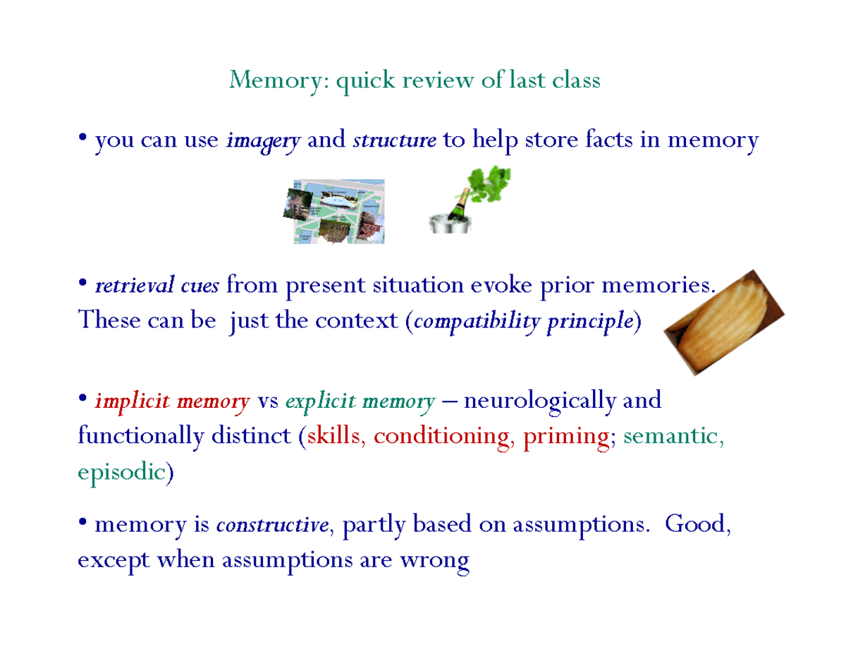 Lect8 expertise c print - Memory: quick review of last class you can ...