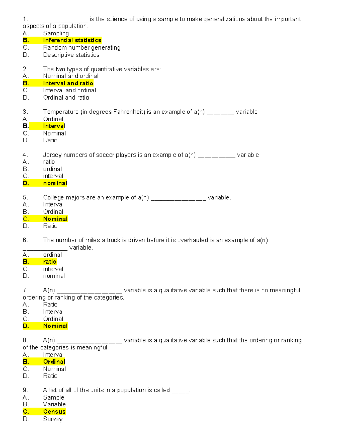 Ch1 practice is the science of using a sample to make