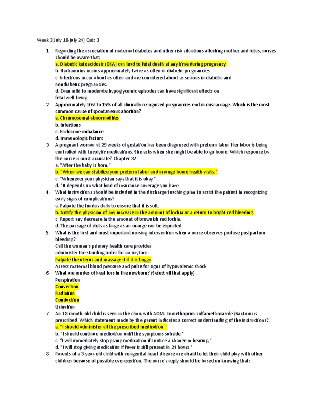 Exam 2 prep Across lifespan Week 3(July 18july 24) Quiz 3