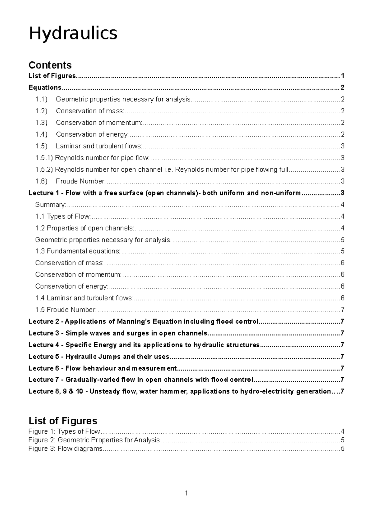 Hydraulics Notes Description Hydraulics List of Studocu