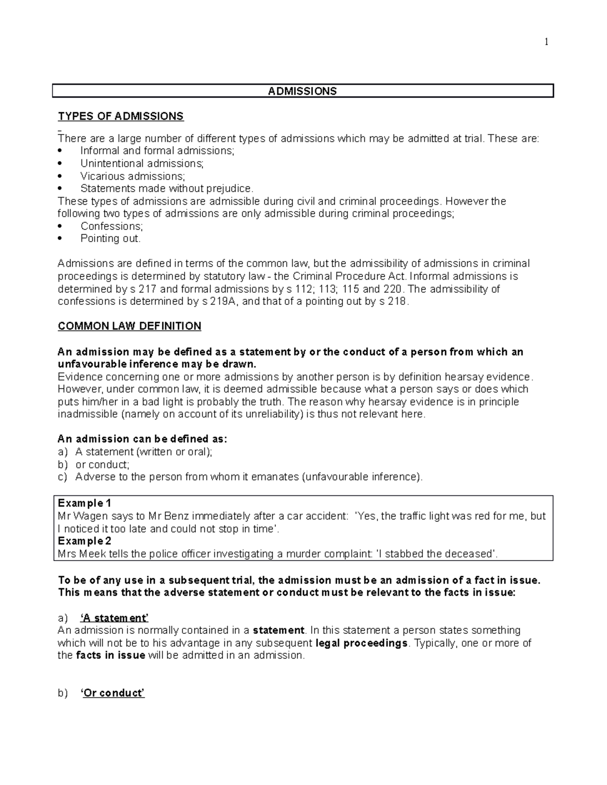 9. Admissions AND Confessions law of evidence - ADMISSIONS TYPES OF ...