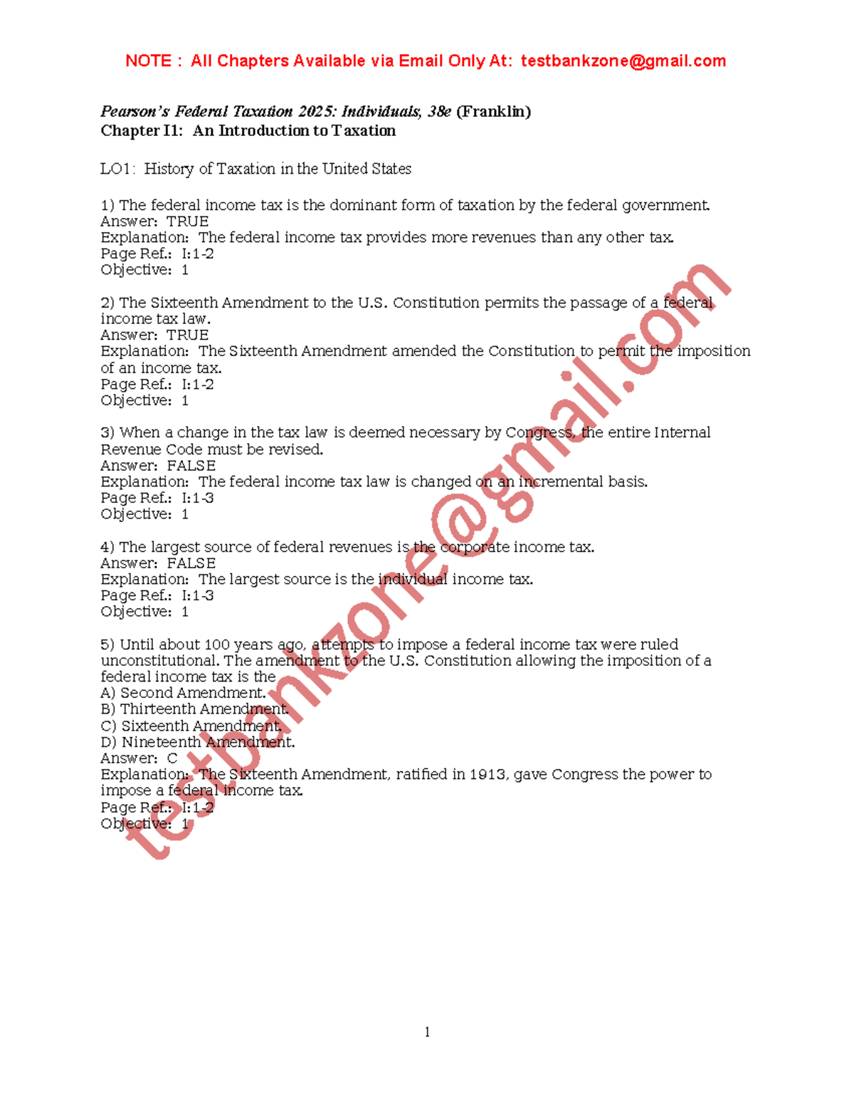 Pearson's Federal Taxation 2025 Individuals, 38th Edition Test bank ...