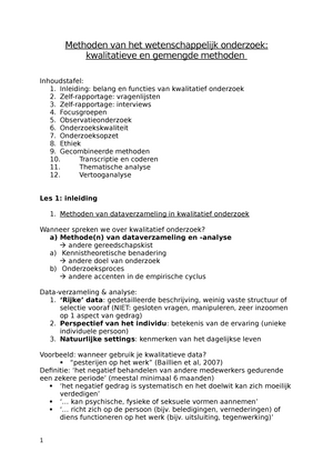Methoden Zelf Methoden Van Het Wetenschappelijk Onderzoek Kwalitatieve En Gemengde Methoden Studocu