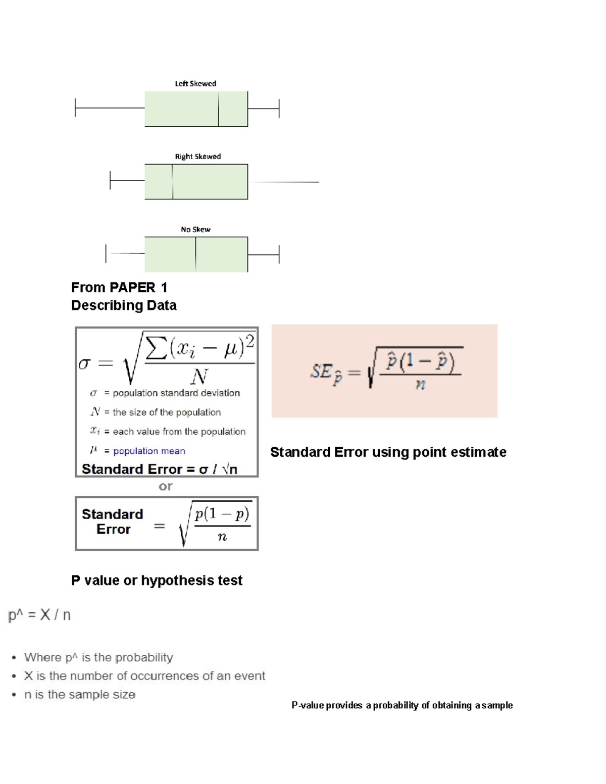 Sdm formulas to add - note - From PAPER 1 Describing Data Standard ...