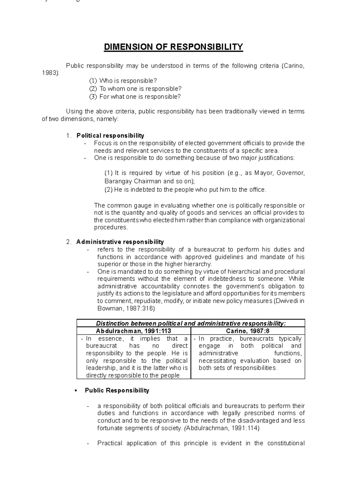 Dimension of Responsibility Handouts - 7yuuuu=-vbg DIMENSION OF ...