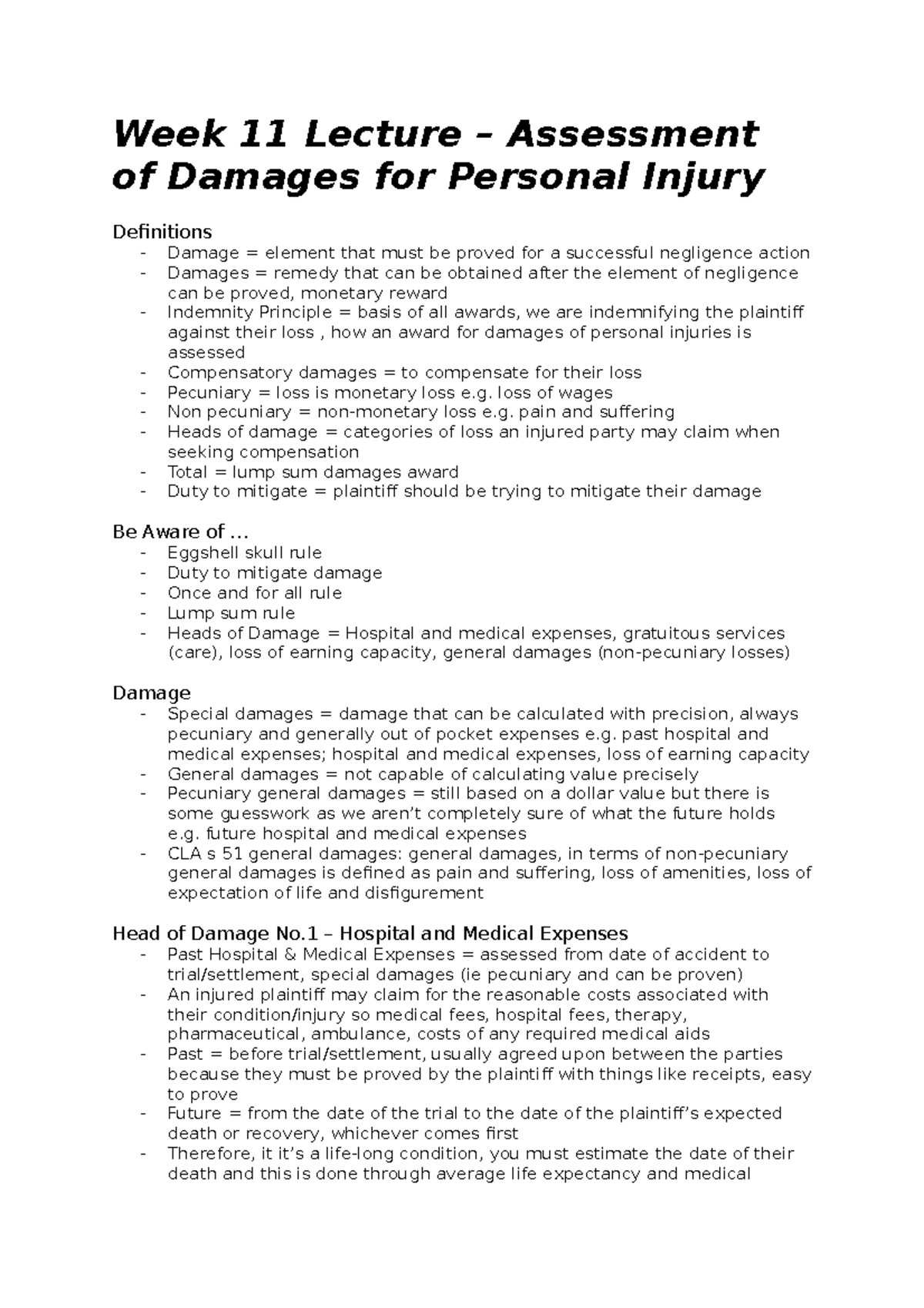 Week 11 Lecture - notes in a synthesized and manageable form - Week 11 ...